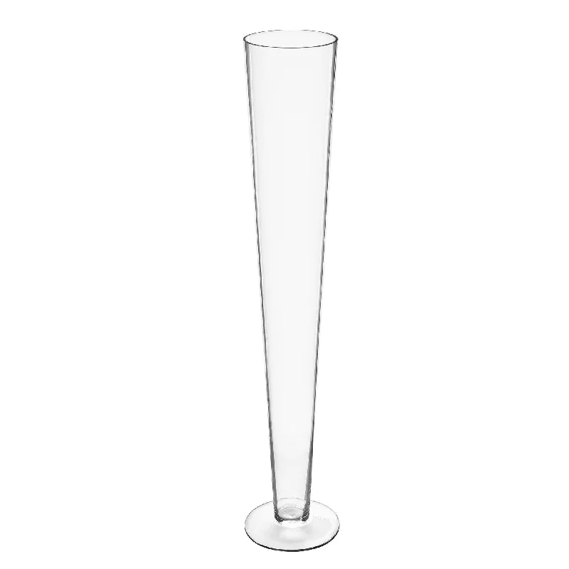 Designer crystal vases for home floral decorations -Pack of 6 PCS Clear Glass Trumpet Vase D-4.5" H-28"