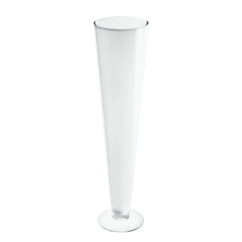 Large ceramic flower vases for home decoration -White Glass Trumpet Vase D-4.5" H-20" - Pack of 6 PCS