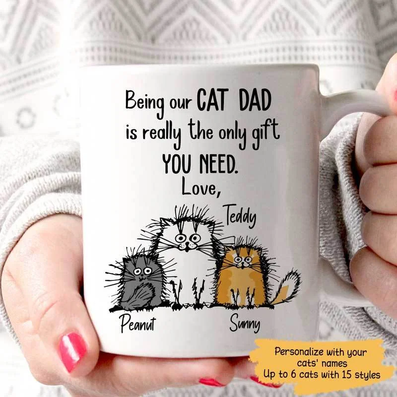 personalized mugs for family celebrations-Being My Cat Dad Personalized Cat Dad Coffee Mug