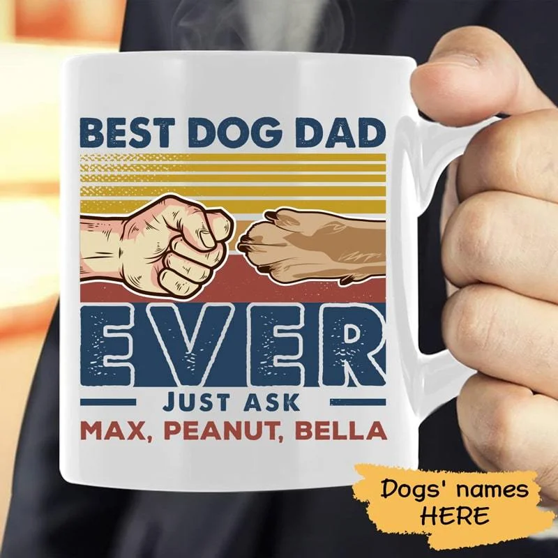 best coffee cups for office celebrations-Best Dog Dad Just Ask Retro Personalized Dog Dad Coffee Mug