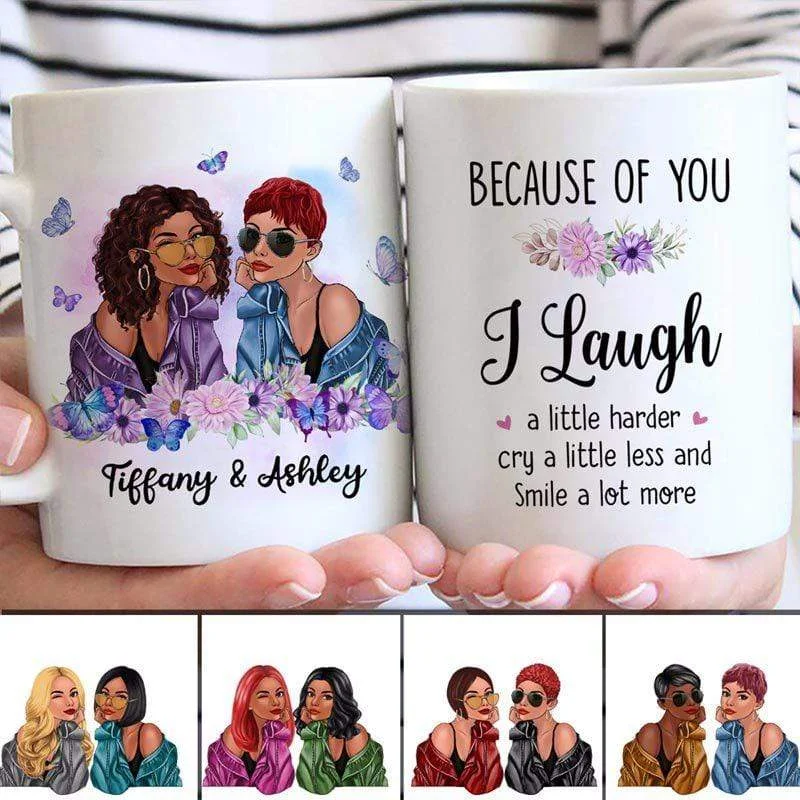 funny coffee mugs for morning laughs-Butterflies Fashion Besties Personalized Mug