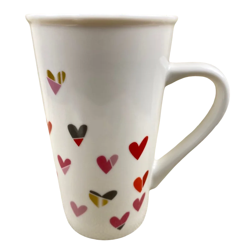 custom travel coffee mugs for hikers-Colorful Hearts Tall White 16oz Mug 2017 Starbucks