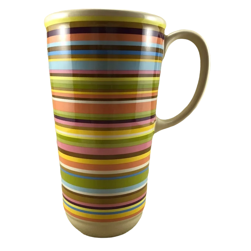 unique ceramic mugs with funny prints-Colorful Stripes Vitrified Pottery Mug Longaberger