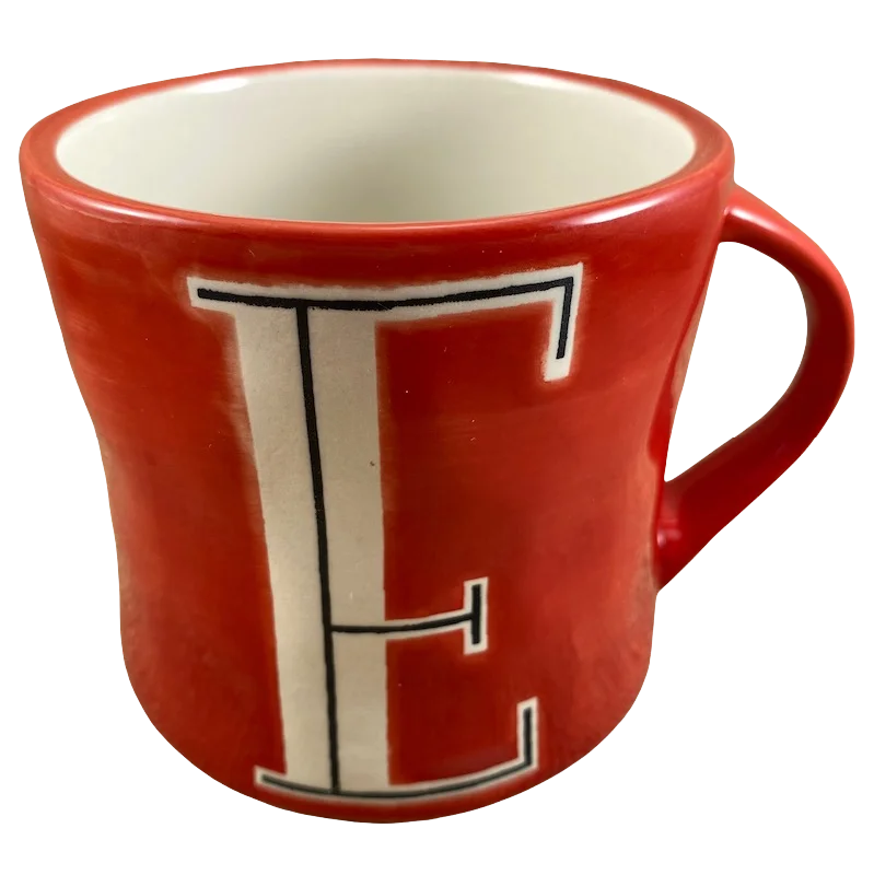 personalized ceramic mugs with funny messages-Colorway Hand Painted Letter "E" Monogram Initial Mug Anthropologie