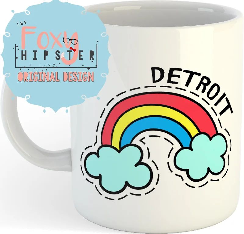 large insulated travel mugs for daily use-Detroit Rainbow 11oz coffee mug