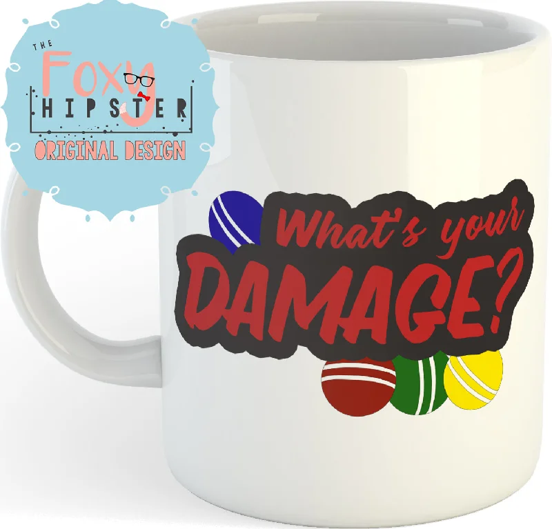 eco-friendly mugs for outdoor activities-Heathers What's Your Damage? 11oz coffee mug