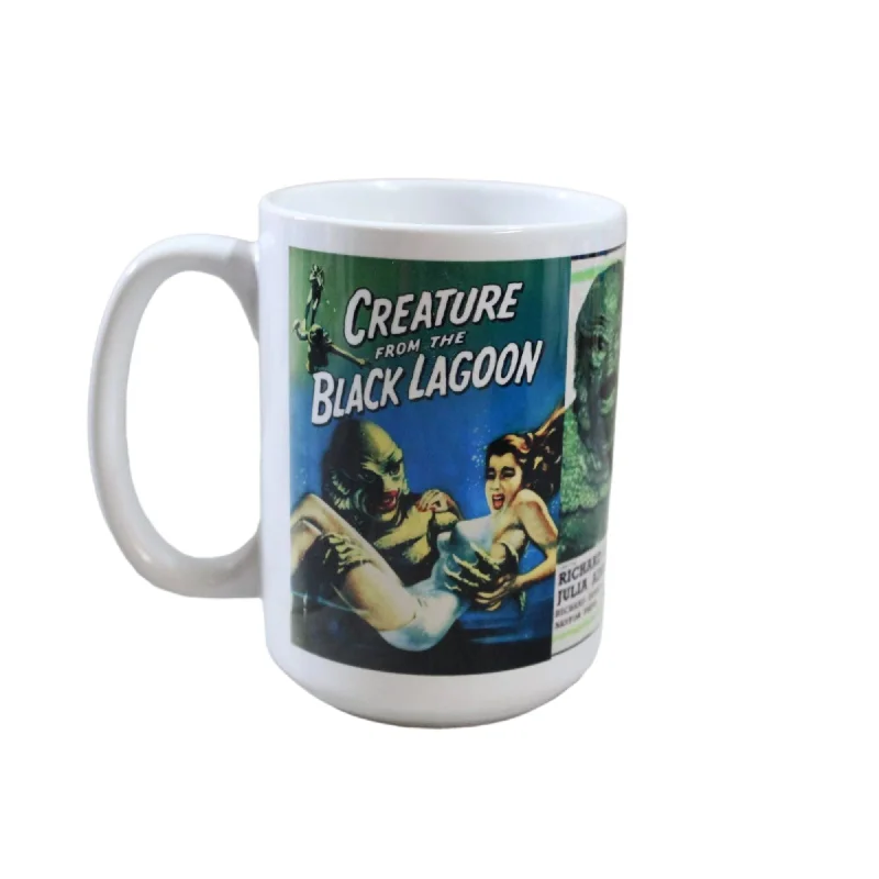 large coffee mugs with cute sayings-Creature from the Black Lagoon Inspired Movie Hand Printed Ceramic Mug | Coffee Tea Cup | 15oz