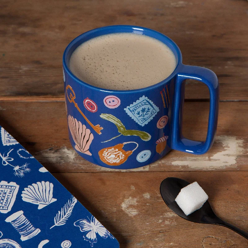 thermal mugs for hot beverages on the go-Finders Keepers Ceramic Studio Midi Mug  | Cobalt Blue Coffee Tea Cup | 11 oz