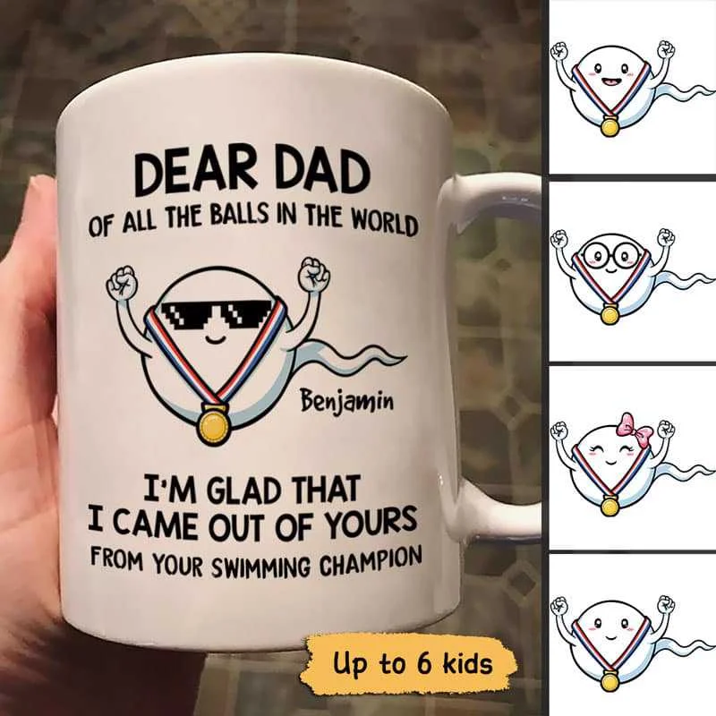 custom mugs for wedding party favors-Dear Dad Swimming Champions Little Cute Kids Funny Father‘s Day Gift Personalized Mug