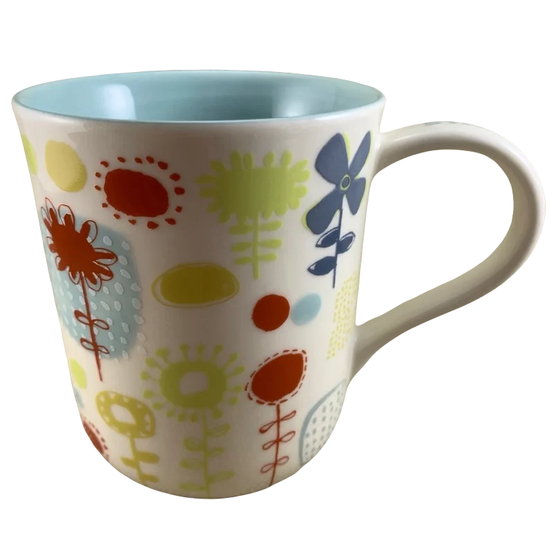 high-quality ceramic coffee mugs for gifts-Colorful Flowers Hand Painted Mug Starbucks