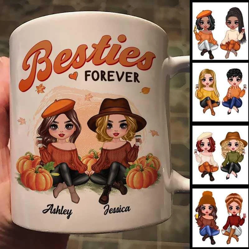 high-quality coffee mugs for office parties-Fall Season Besties In The Pumpkin Patch Personalized Mug