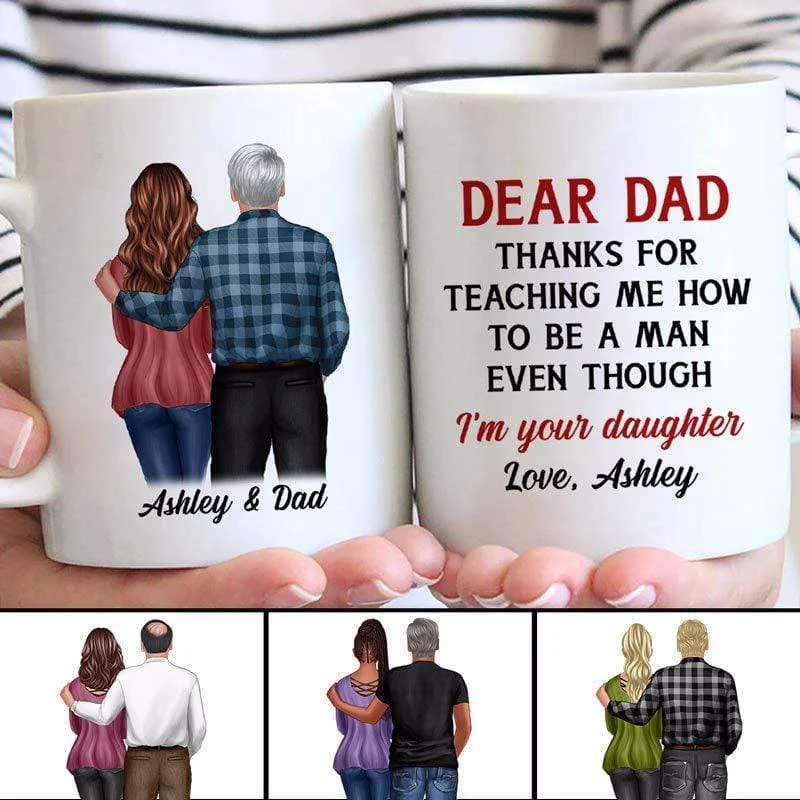 stylish travel mugs for outdoor adventures-Father‘s Day Dear Dad From Daughter Personalized Mug