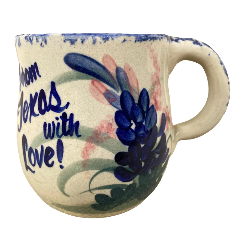 custom ceramic mugs for family photo gifts-From Texas With Love Blueboonets Mug Marshall Pottery