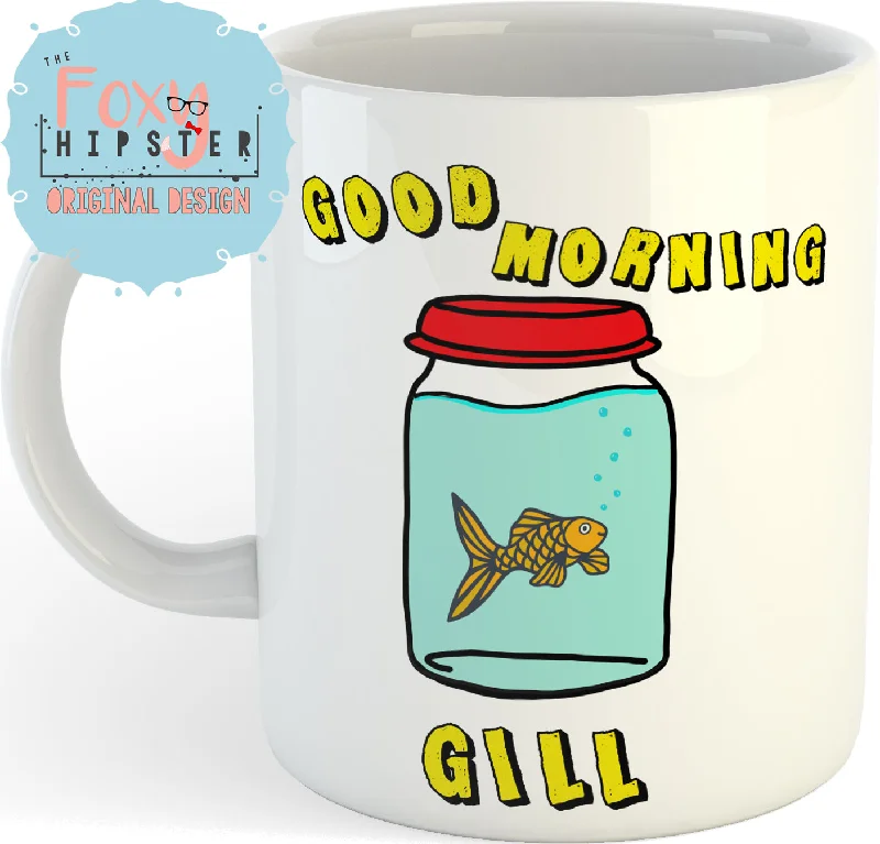 personalized photo coffee mugs for Mother's Day-Good Morning Gill What About Bob 11oz coffee mug