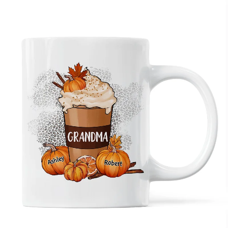 stylish coffee cups for modern kitchens-Grandma Mom Pumpkin Spice Latte Personalized Mug