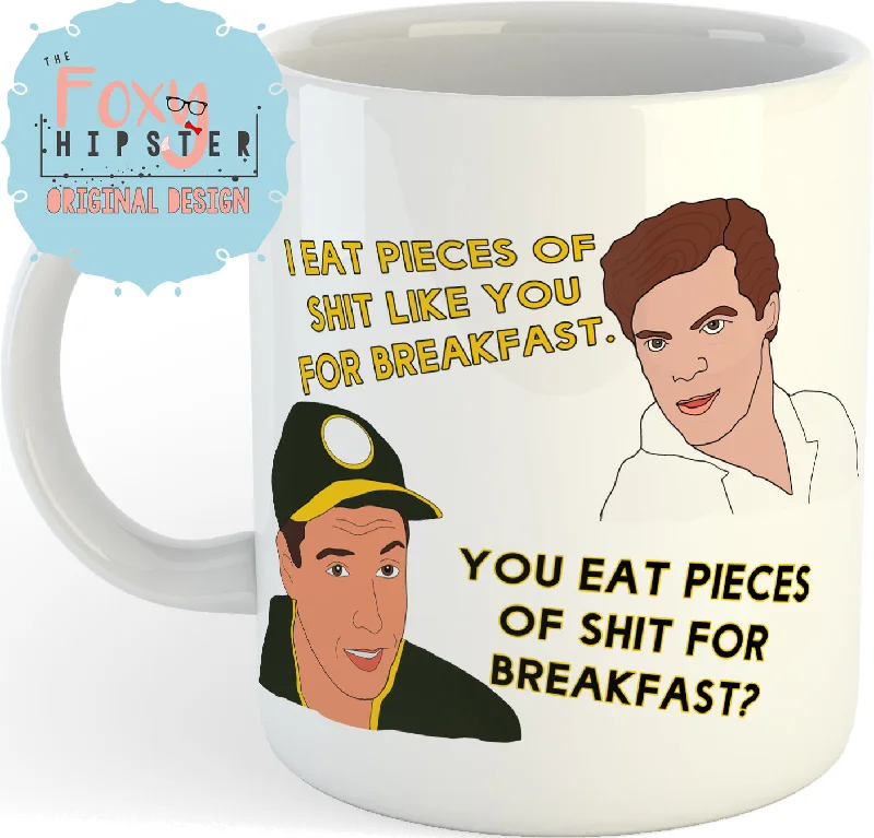 eco-friendly travel mugs with handles-Happy Gilmore I Eat Pieces of Shit Like You For Breakfast 11oz coffee mug