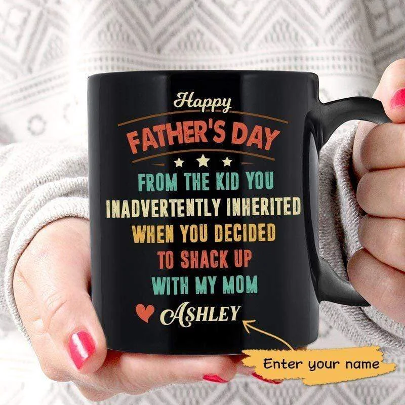 reusable travel mugs with custom designs-Happy Father‘s Day Step Dad Personalized Coffee Mug