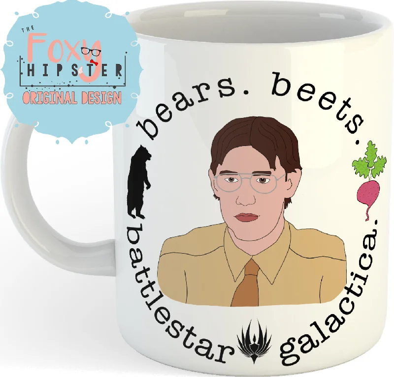 custom mugs for wedding party favors-The Office Jim Halpert Bears Beets Battlestar Galactica  11oz Coffee Mug