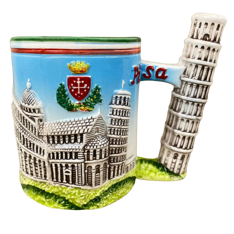 stylish coffee mugs with inspirational quotes-Leaning Tower Of Pisa 3D Figural Handle Mug