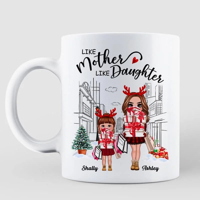 large travel mugs for commuting to work-Like Mother Like Daughter Go Shopping Personalized Mug