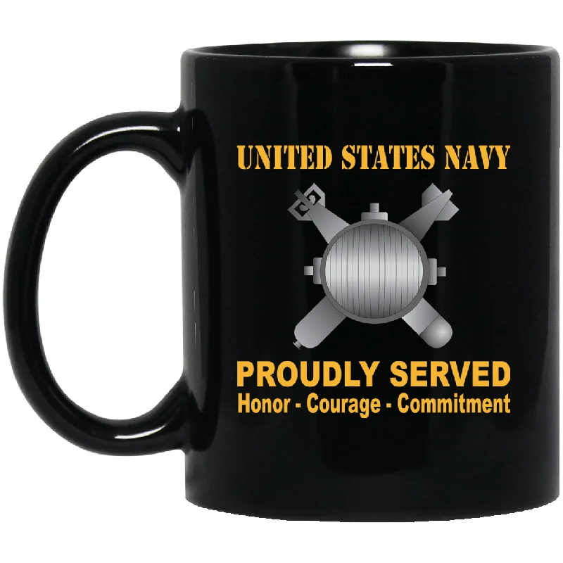 insulated coffee mugs for year-round use-Navy Explosive Ordnance Disposal Navy EOD Proudly Served Black Mug 11 oz - 15 oz