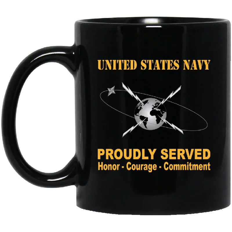 funny coffee cups for friends birthday-Navy Mass Communications Specialist Navy MC Proudly Served Black Mug 11 oz - 15 oz