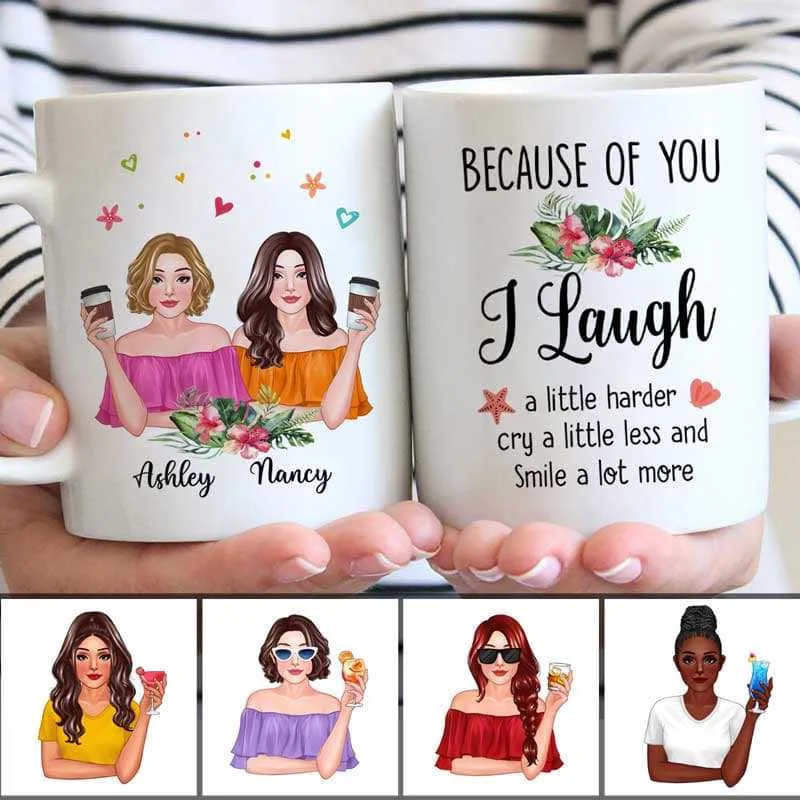 luxury ceramic mugs for special events-Pretty Cocktail Besties Gift For Best Friends Sisters Personalized Mug