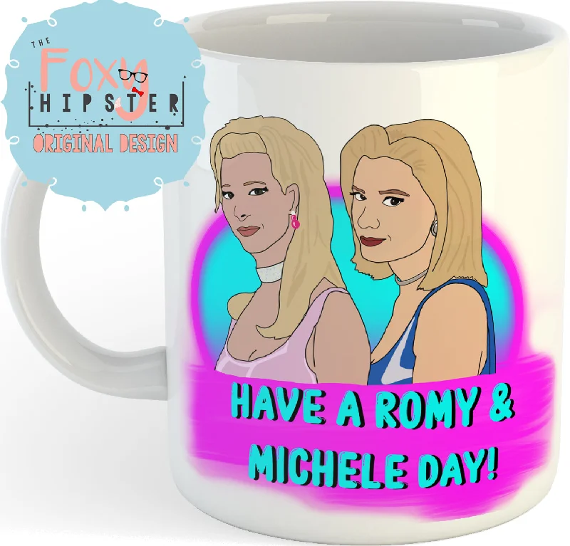 large travel mugs for iced tea-Romy and Michele Have a Romy and Michelle Day  11oz coffee mug