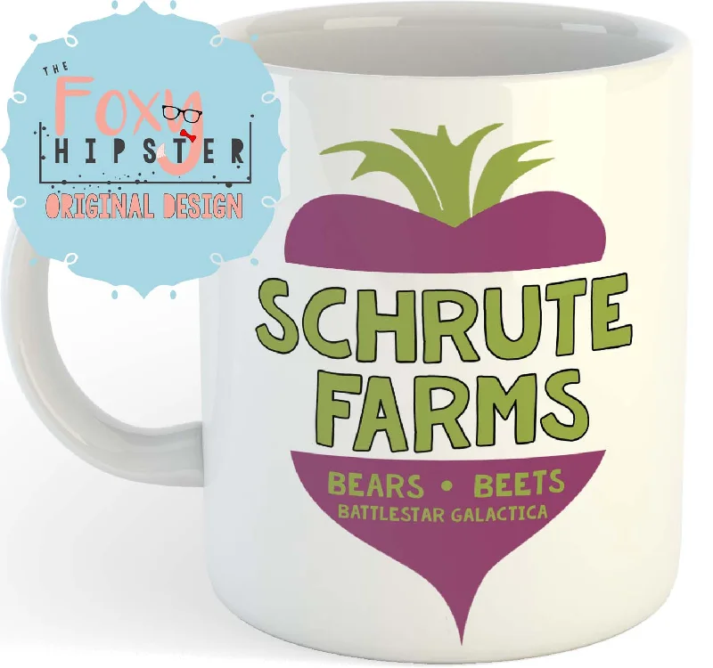 personalized ceramic mugs for holiday parties-Schrute Farms 11oz coffee mug The Office Inspired