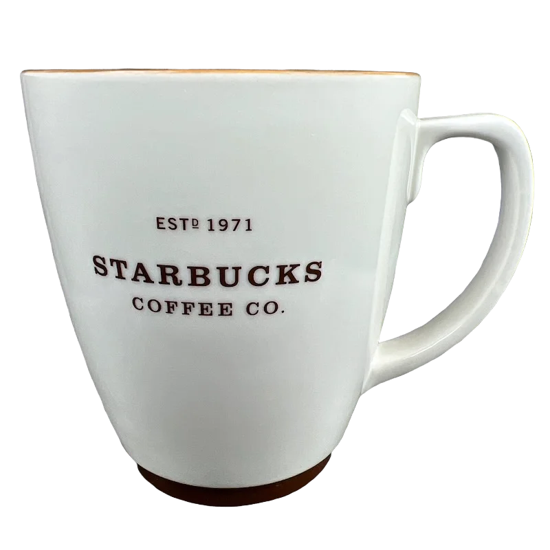 stylish coffee cups for office use-Starbucks Coffee Co. ESTD 1971 With Brown Trim Abbey 18oz 2006 Mug