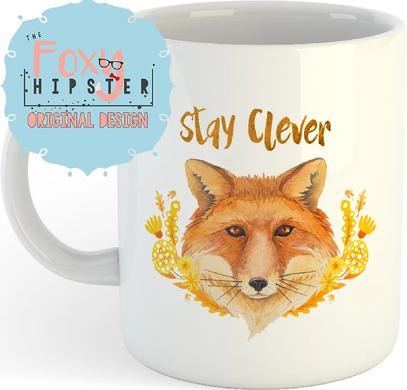 cute ceramic mugs with funny quotes-Stay Clever Fox Coffee 11oz coffee mug