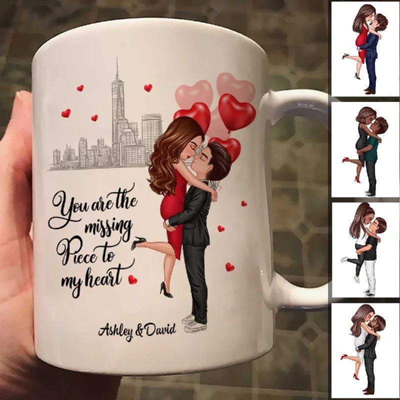 personalized mugs for holiday celebrations-The Missing Piece To My Heart Valentine‘s Day Gift For Him, Gift For Her Personalized Mug