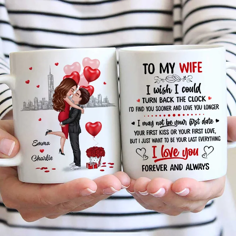 reusable travel coffee mugs for cold drinks-To My Wife Couple Hugging Gift For Him For Her Personalized Mug