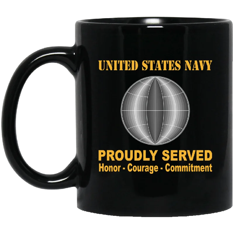 funny mugs for morning coffee routines-U.S Navy Electrician's mate Navy EM Proudly Served Black Mug 11 oz - 15 oz