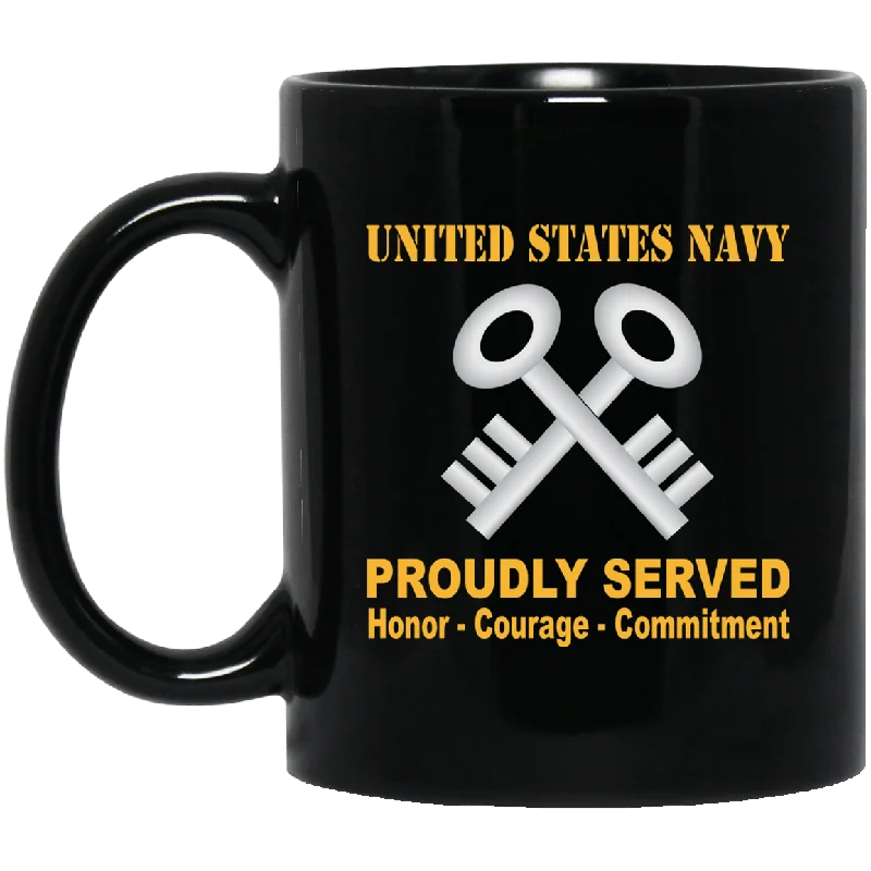 large ceramic mugs for coffee stations-U.S Navy Logistics specialist Navy LS Proudly Served Black Mug 11 oz - 15 oz