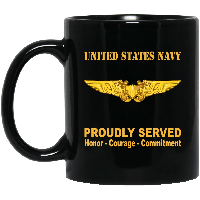 funny coffee cups with quotes for work-U.S. Navy Naval Flight Officer Badge 11 oz - 15 oz Black Mug