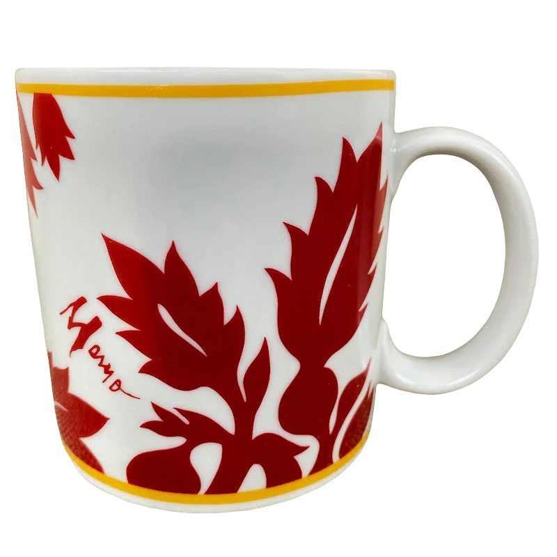 stylish coffee cups for outdoor activities-ULU Mamo Red Floral With Orange Trim Mug Island Heritage