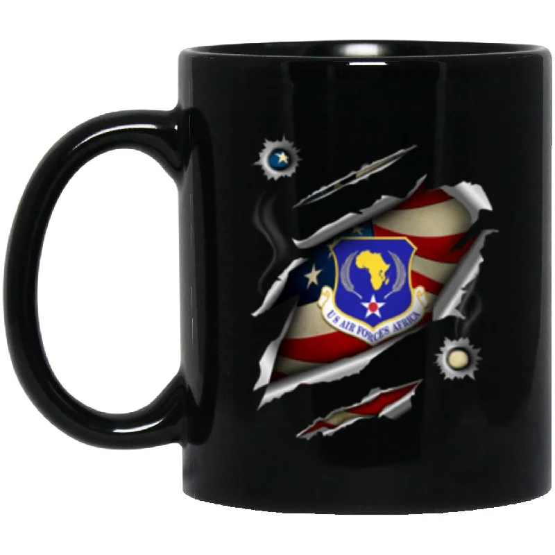 funny tea mugs for family and friends-United States Air Forces Africa 3D Bullet Holes Effect 11oz - 15oz Black Mug