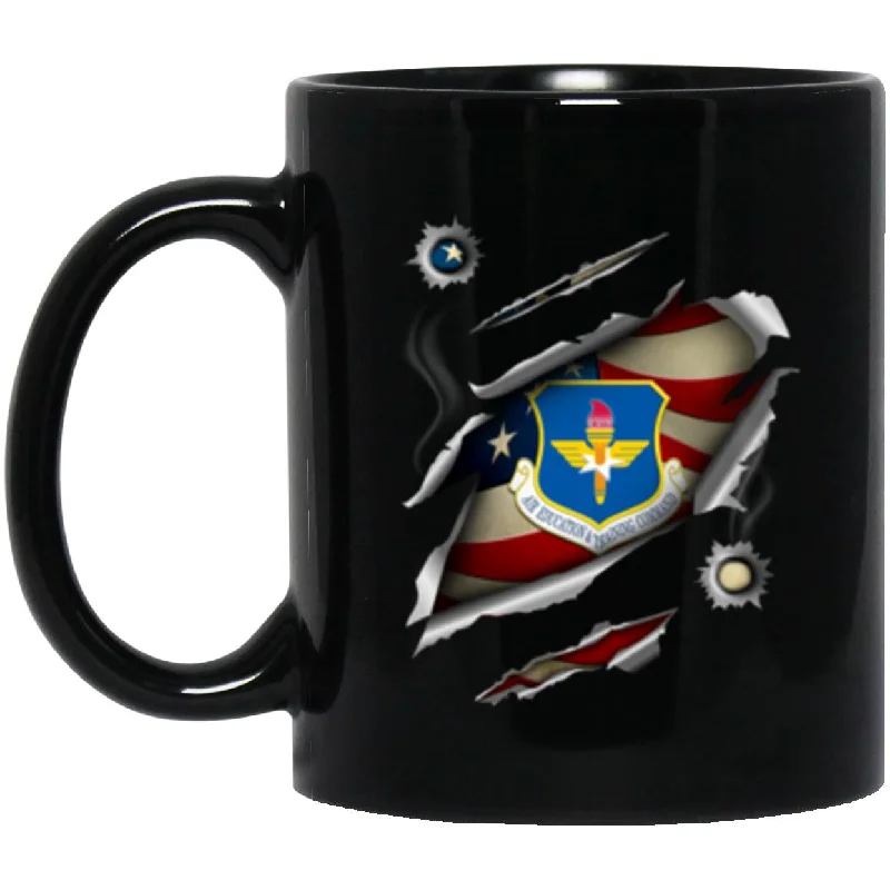 stylish tea mugs for morning rituals-US Air Force Air Education and Training Command 3D Bullet Holes Effect 11oz - 15oz Black Mug