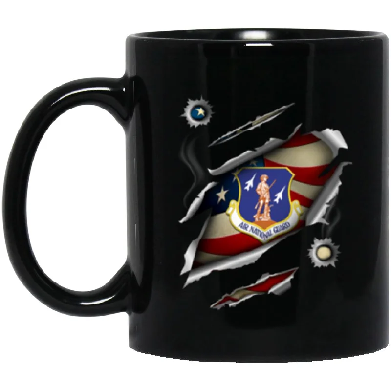 custom coffee mugs for special occasions-US Air Force Air National Guard 3D Bullet Holes Effect 11oz - 15oz Black Mug