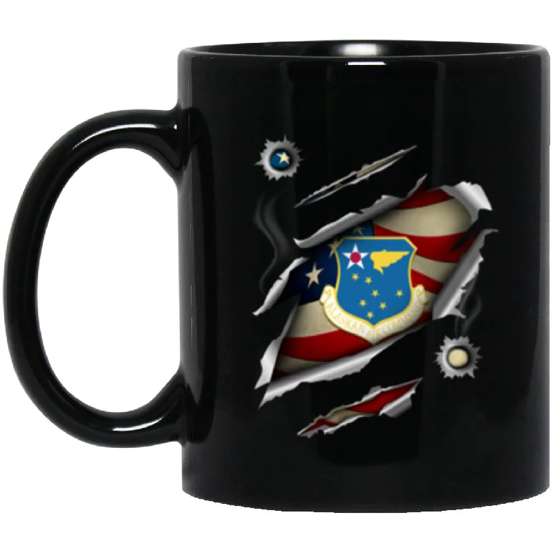 funny ceramic mugs with colorful designs-US Air Force Alaskan Air Command 3D Bullet Holes Effect 11oz - 15oz Black Mug