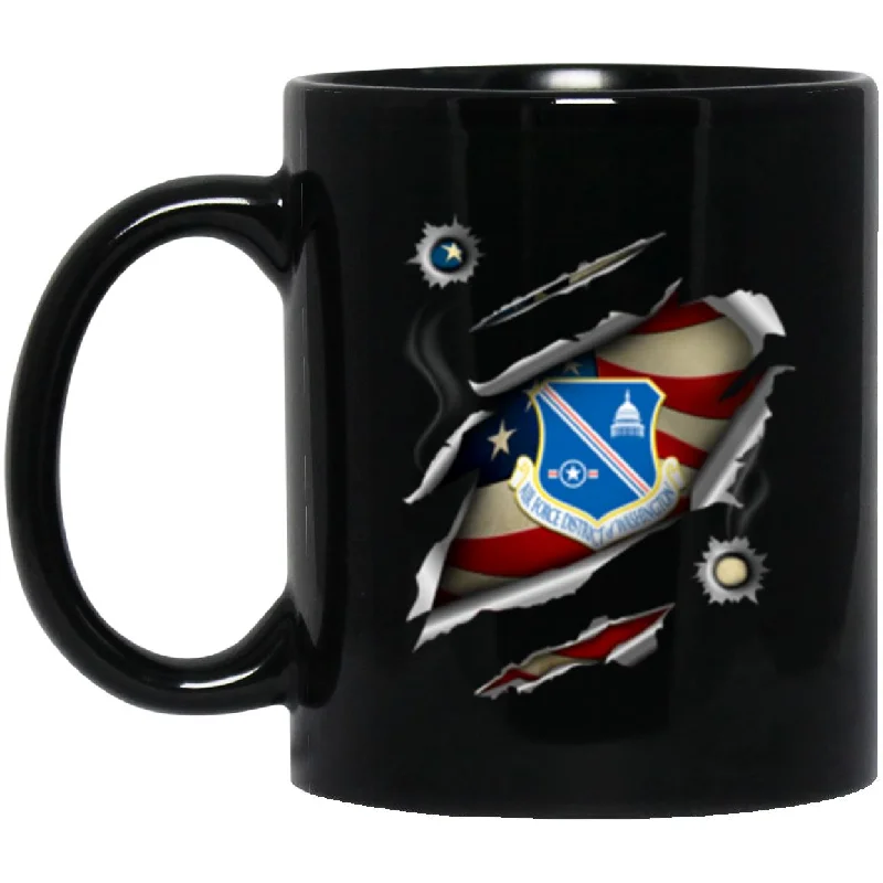 custom mugs with funny messages for coworkers-US Air Force District of Washington 3D Bullet Holes Effect 11oz - 15oz Black Mug