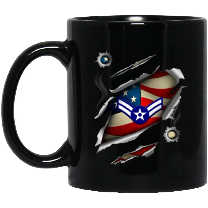 ceramic mugs with colorful designs-US Air Force E-3 Airman First Class A1C E3 Ranks Enlisted Airman AF Rank 11oz - 15oz Black Mug