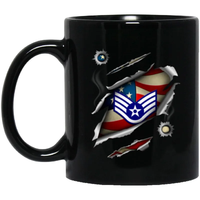 personalized mugs for birthdays-US Air Force E-5 Staff Sergeant SSgt E5 Noncommissioned Officer Ranks AF Rank 11oz - 15oz Black Mug