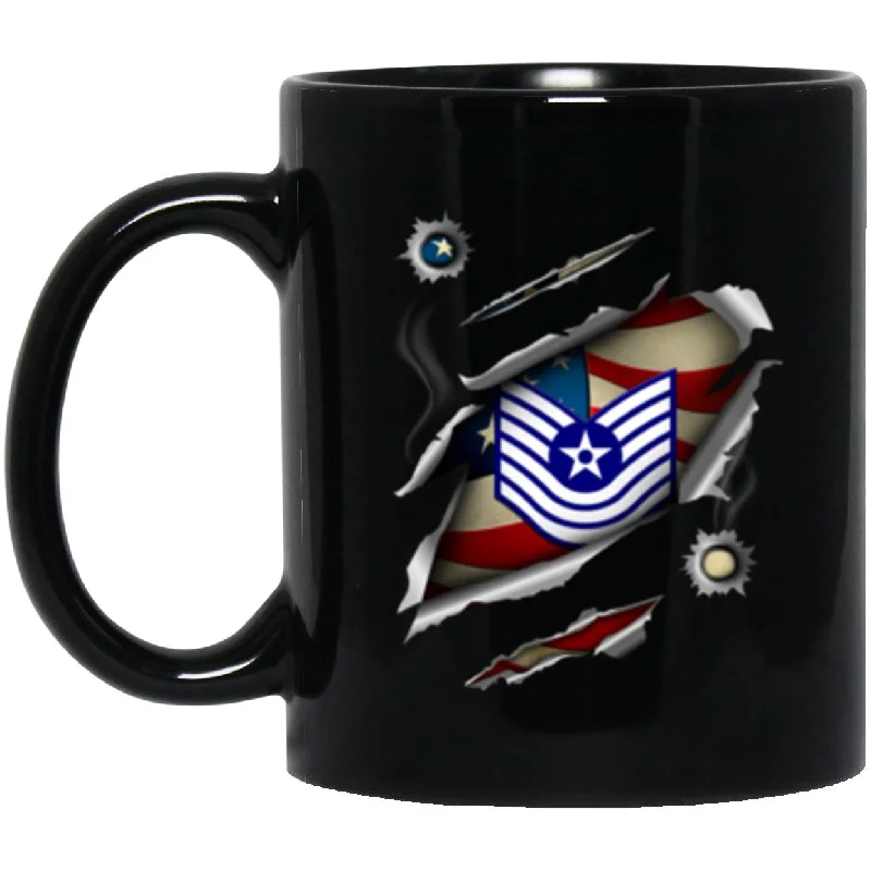 custom photo mugs for special occasions-US Air Force E-7 Old Style Rank 11oz - 15oz Black Mug