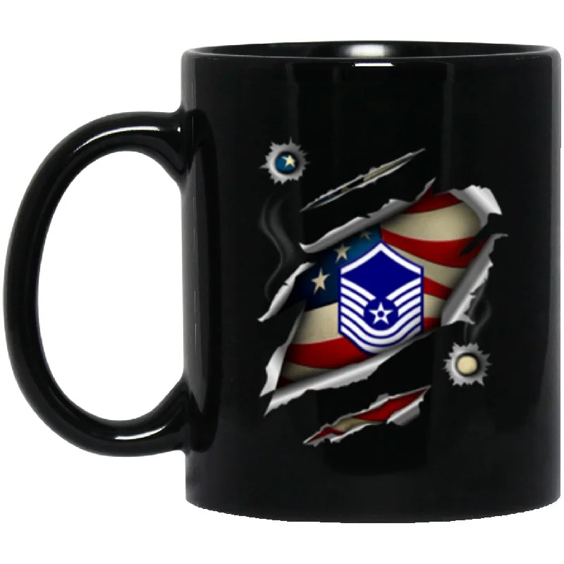 personalized mugs with inspirational sayings-US Air Force E-8 Old Style Rank 11oz - 15oz Black Mug