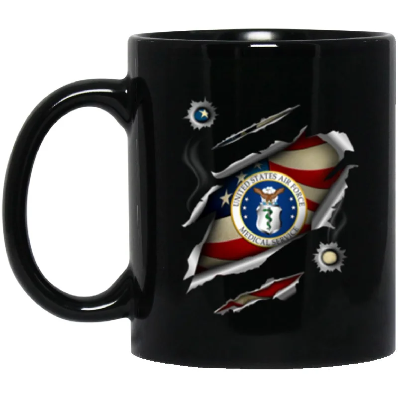 funny tea mugs with animal designs-US air force medical service 3D Bullet Holes Effect 11oz - 15oz Black Mug