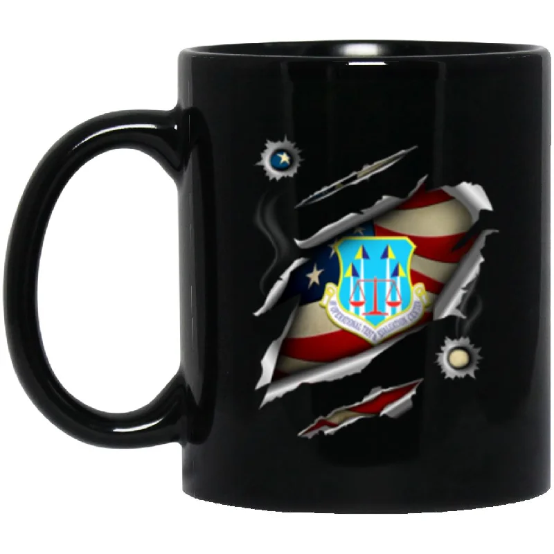 custom mugs for corporate branding-US Air Force Operational Test and Evaluation Center 3D Bullet Holes Effect 11oz - 15oz Black Mug