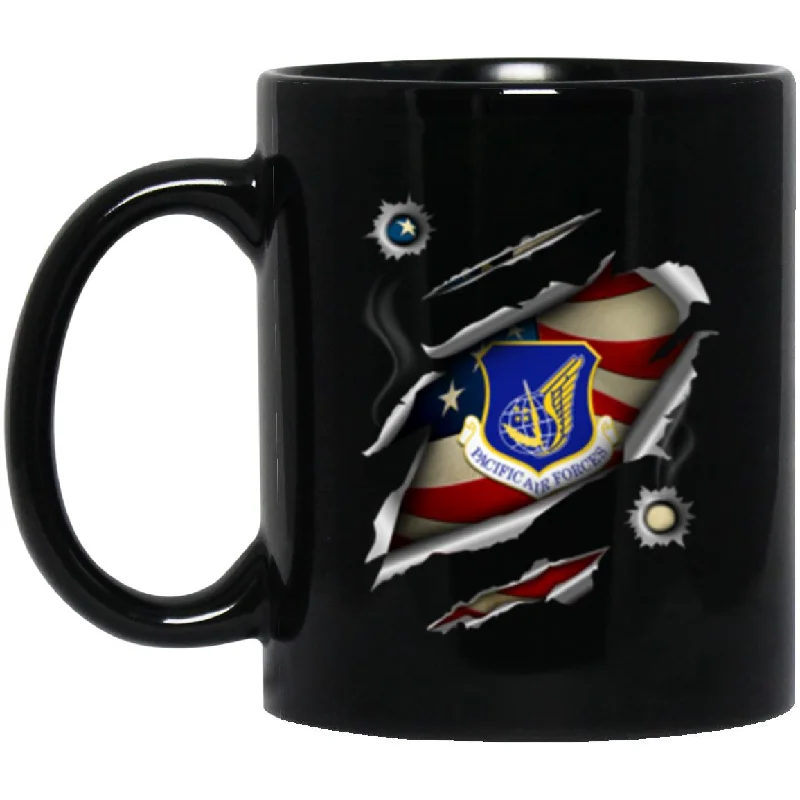 insulated coffee mugs for hot beverages on the go-US Air Force Pacific Air Forces 3D Bullet Holes Effect 11oz - 15oz Black Mug