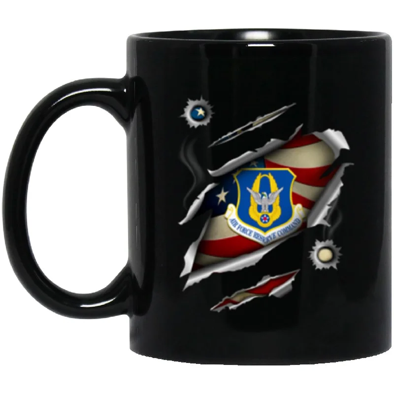 large insulated mugs for daily use-US Air Force Reserve Command 3D Bullet Holes Effect 11oz - 15oz Black Mug